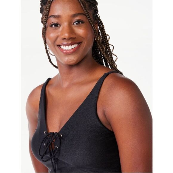 Women's Shimmer Lace-Up Tankini Top Swimsuit Bathing Suit Size XS - Picture 6 of 7